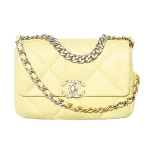 CHANEL 19Bag Яркий цвет Овечья шкура Сумка с клапаном Сумка через плечо Сумка через плечо Женская Желтая