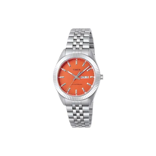 TIMEX Мужские часы Кварцевый механизм Ремешок из нержавеющей стали 41 мм Апельсиновый циферблат Часы
