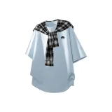 Светло-синий + черный, белый шарф.