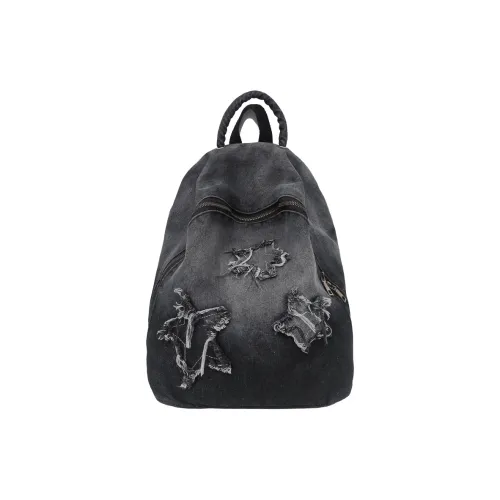 Kwq Denim Backpack Unisex Black Blue Kwq Деним Рюкзак Унисекс Черный Синий