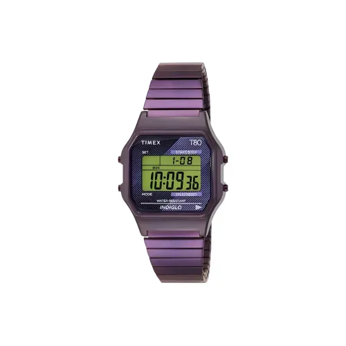 TIMEX Наручные часы Кварцевый механизм Ремешок из нержавеющей стали 34*34*10 мм Фиолетовый циферблат Женские часы