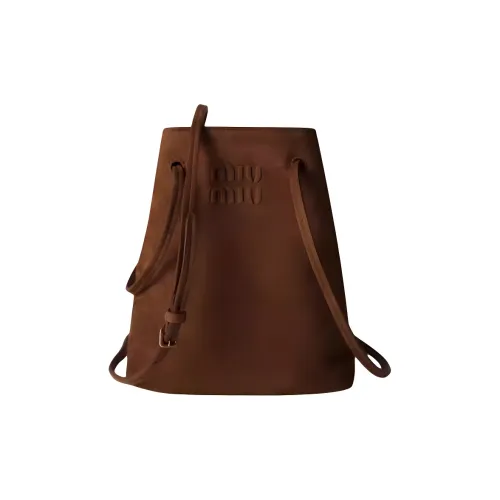 MIU MIU Lambskin Bucket Bag Handbag Crossbody Bag Mini Women's Cocoa Brown