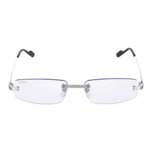 Cartier Металл Прямоугольные Оправы для Очков Мужские Серебряные