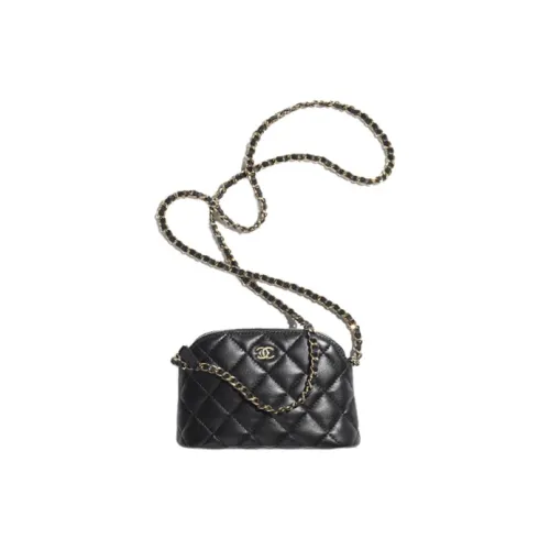 CHANEL Lambskin Crossbody Clutch Women's Black