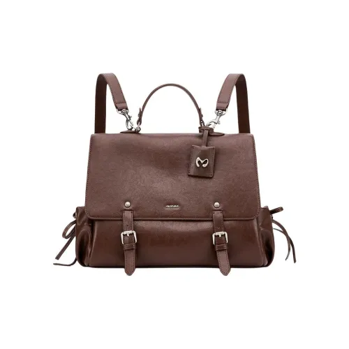 MCMIKO Коровья кожа Через плечо Рюкзак Большой Женский Каштаново-коричневый