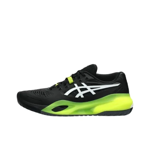 Asics GEL RESOLUTION X Устойчивые к истиранию Низкие Кроссовки для тенниса Мужские Черные Зеленые
