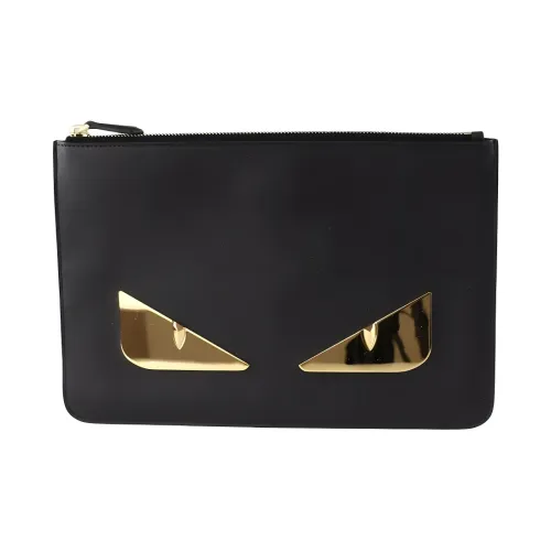 FENDI Клатч из коровьей кожи Мужской Черный Серебристый Белый