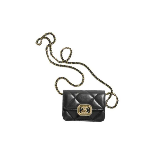 CHANEL Телячья кожа с стразами сумка через плечо женская черная