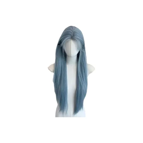 YOSEE Glacier Blue Island Перука для женских аниме COS Передняя часть Кружево Низкая насыщенность Синий Длинный волосы