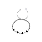 Романтичный браслет с подвеской в виде четырехлистного клевера на шнурке