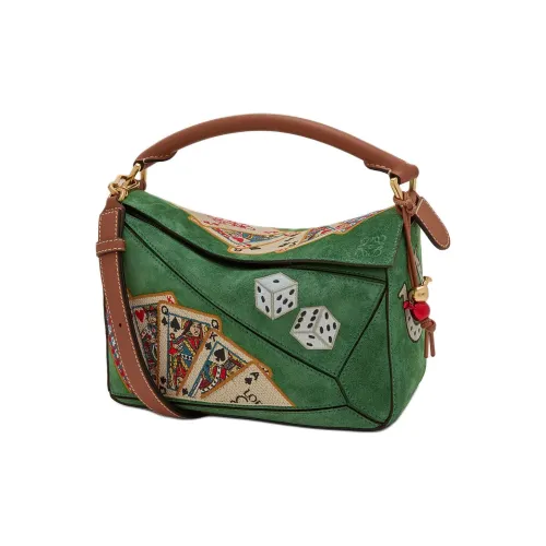 LOEWE Пазл Замша Коровья кожа Сумка через плечо Сумка Женская Зеленая