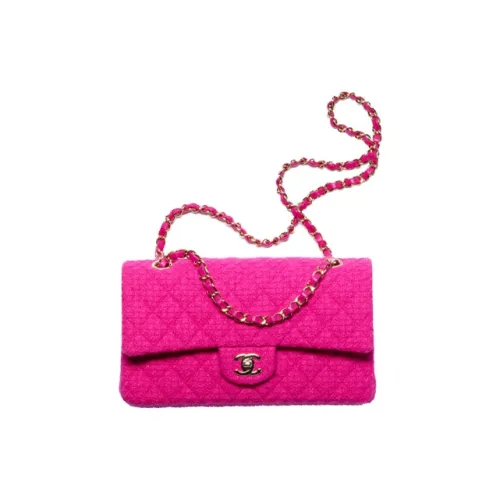 CHANEL Classic Flap CF Кашемир Твил Мягкий Шерстяной Клапан Сумка через плечо Женская Персиково-розовая