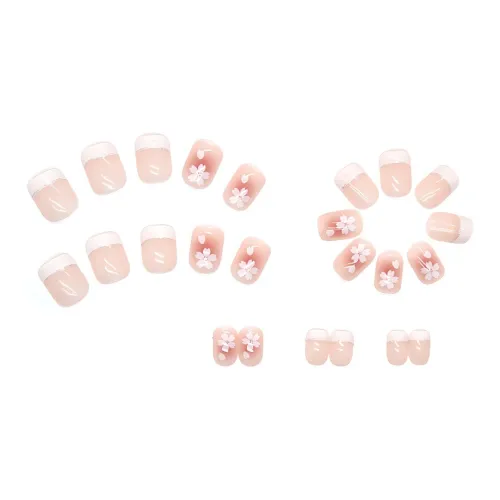 XUNQIANSE Сладкий и Прохладный Камелия Короткий Тонкий Наклейки для Ногтей False Nail Короткий Розовый Румяна Стойкий Flashing 24 шт