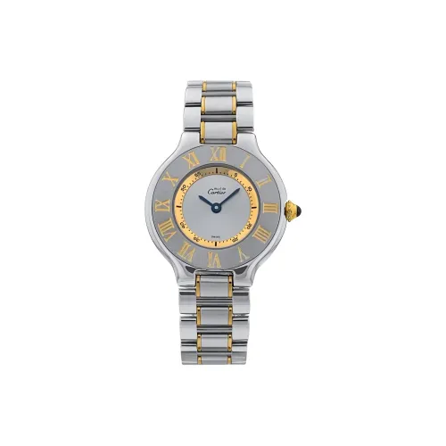 Cartier 21st Century Series Кварцевый механизм Женские часы 28 мм Серый циферблат Корпус из нержавеющей стали Ремешок из нержавеющей стали