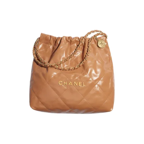 CHANEL 22Bag Яркий Телячья кожа Ведрообразная сумка Сумка через плечо Женская CAMEL