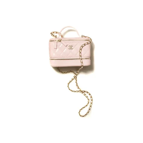 CHANEL Золотая Металлическая Полированная Овечья Кожа Коробка Сумка Сумка Сумка через плечо Сумка через плечо Косметичка Женская Розовая