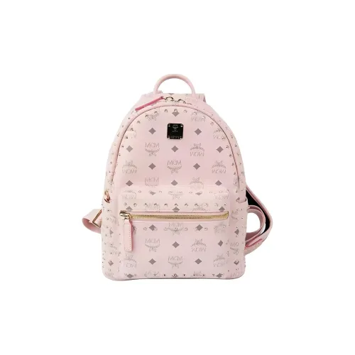 MCM Stark Visetos Искусственная кожа Рюкзак Маленький Женский Розовый Монограмма
