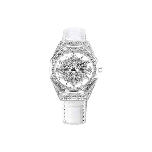 BOZLUN Collection Кварцевый механизм Кожаный ремешок Часы Женские Белый циферблат