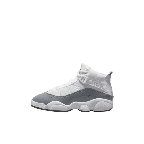 Jordan Air Jordan 6 Кольца Устойчивые к истиранию Высокие Детские Баскетбольные Кроссовки Белые Детские