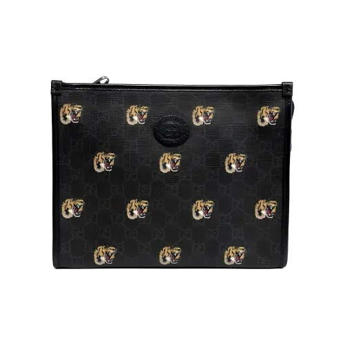 GUCCI Canvas с кожаными вставками комбинированная сумка для туалетных принадлежностей сумка для хранения клатч мужской черный