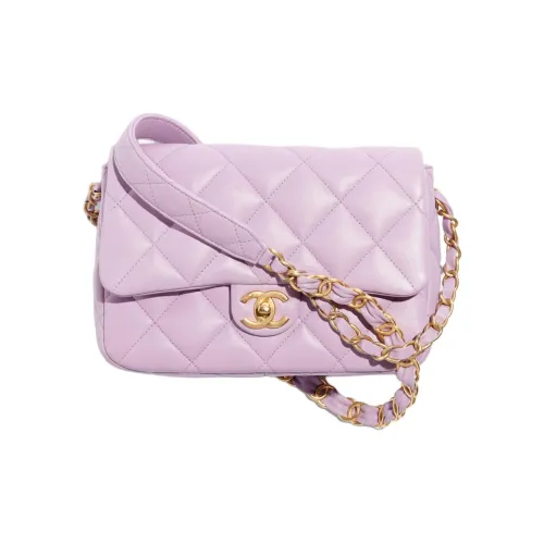 CHANEL Lambskin Crossbody Bag Shoulder Bag Regular Women's Purple Lilac