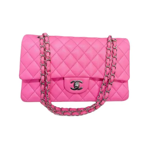 CHANEL Classic Flap CF21K Winter Овечья кожа Одно плечо Ручная сумка Сумка через плечо Средняя Женская Ярко-розовая
