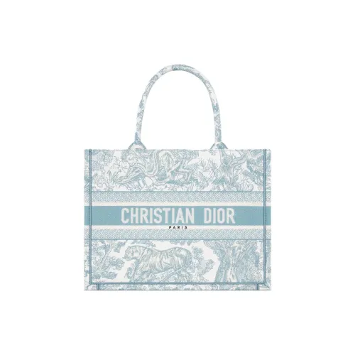 DIOR BookTote Хлопок Тоут Сумка Сумка для покупок Сумка Средний Women's White Небесно-голубой