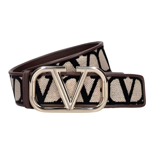 Valentino Вискоза Хлопок Полиэстер Металл Ремень Унисекс Коричневый 4CM