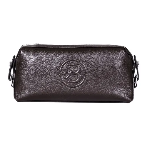 PESASRIE Клатч из крупнозернистой текстуры коровьей кожи стандартный мужской черный кофейный