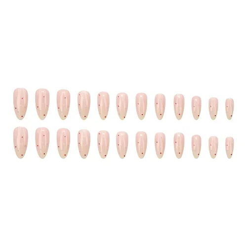 XUNQIANSE Polka Dot Sweet Style Ambient Jr. Nail Patch False Nail Oval Pink White Gradient Coquette 24 Pack XUNQIANSE Полка Дот Милый Стиль Амбьент Джуниор Нэйл Патч Фальшивый Нэйл Овальный Розовый Белый Градиент Квази 24 Пачки