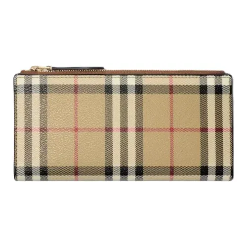 Burberry Складной Бумажник В Клетку Застежка На Кнопку 12 Отделений Для Карт Отделение На Молнии