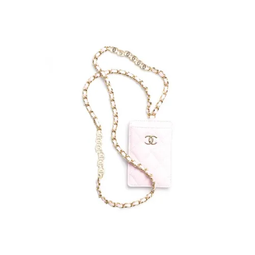 CHANEL 22c Early Spring С рельефом Тисненый Телячья кожа Ожерелье Сумочка для украшений Картхолдер Женские Розовый