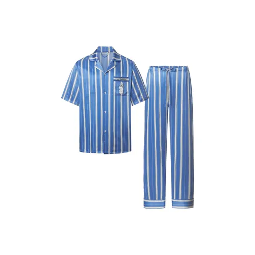NOT JUST PAJAMA Синий Полосы Мужской Пижамный Комплект