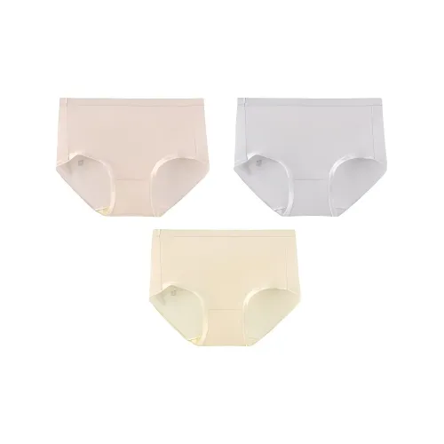 361° 3 пачки Вишневый цветок Розовый + Туман Серый + Кремовый Бежевый Женские трусики-бикини