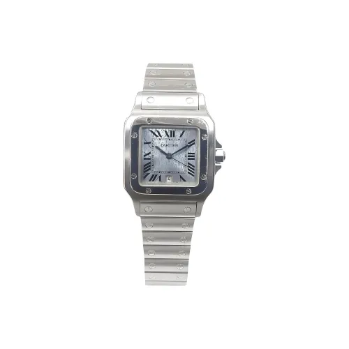 Cartier Santos Collection Кварцевый механизм Женские часы 29 мм Серый циферблат Корпус из нержавеющей стали Ремешок из нержавеющей стали