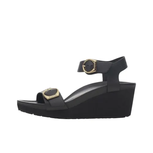 Биркенсток Соли Кольцо Пряжка One Ремень Сандалии 4CM Женские Черный