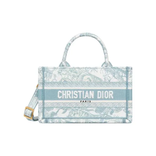 DIOR BookTote Хлопок Тоут Сумка Сумка для покупок Сумка через плечо Сумка Мини Women's White Небесно-голубой