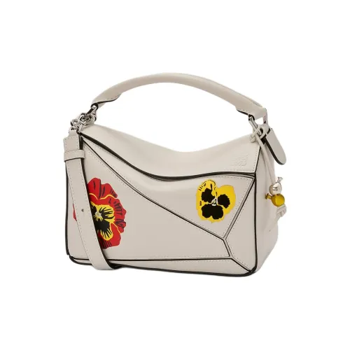 LOEWE Пазл Классический Коровья кожа Через плечо Одно плечо Сумка Маленькая Женская Мягкая Белая