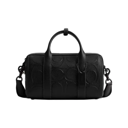 COACH GothamDuffle Полированная коралловая кожа Сумка через плечо Сумка среднего размера Мужская Черная