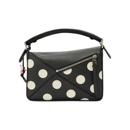 LOEWE Пазл Коровья кожа Сумка через плечо Сумка Маленькая Женская Черная и Серая