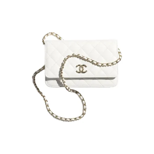 CHANEL Рельефный Яркий Телячья Кожа Кошелек Женский Белый