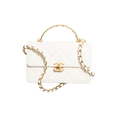 CHANEL Яркая Телячья Кожа Сумка Сумка через плечо Сумка через плечо Мини Женская Белая