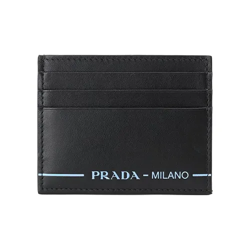 PRADA Держатель для карт из коровьей кожи Мужской Черный