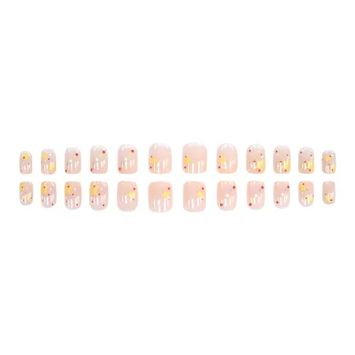 XUNQIANSE Icy Clear Stars Наклейка для ногтей False Nail Овальный Розовый Румяна Стойкий Милый 24 шт