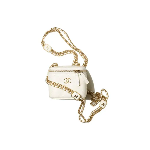 CHANEL Овчина Сумка для коробок Сумка для макияжа Сумка через плечо Маленькая Женская Белая