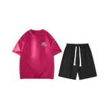 Розовый красный (Розовый красный топ + черные шорты)