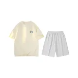 Абрикосовый топ + серые шорты