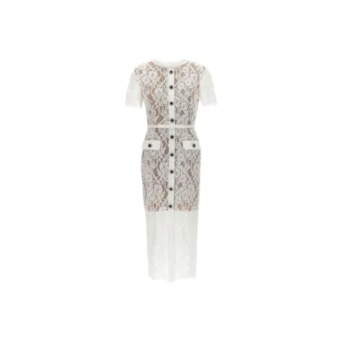 Self Портрет Короткий Рукав Платье Женское Белое