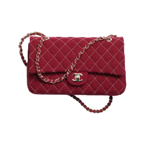 CHANEL Classic Flap CF Твидовая шерсть Сумка через плечо Женская Красная