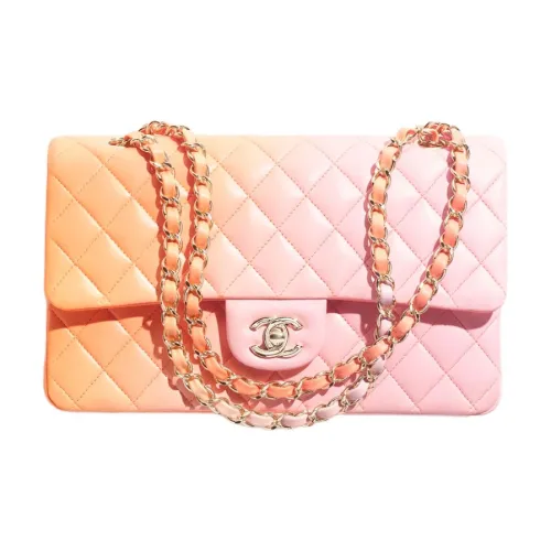 CHANEL Classic Flap CF Градиентный Lambskin Crossbody Bag Shoulder Bag Женская Pink Orange